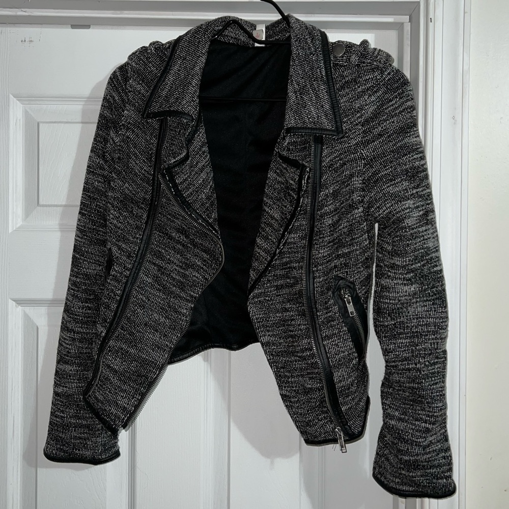 Xhilaration Tweed Boucle Motorcycle Biker Jacket